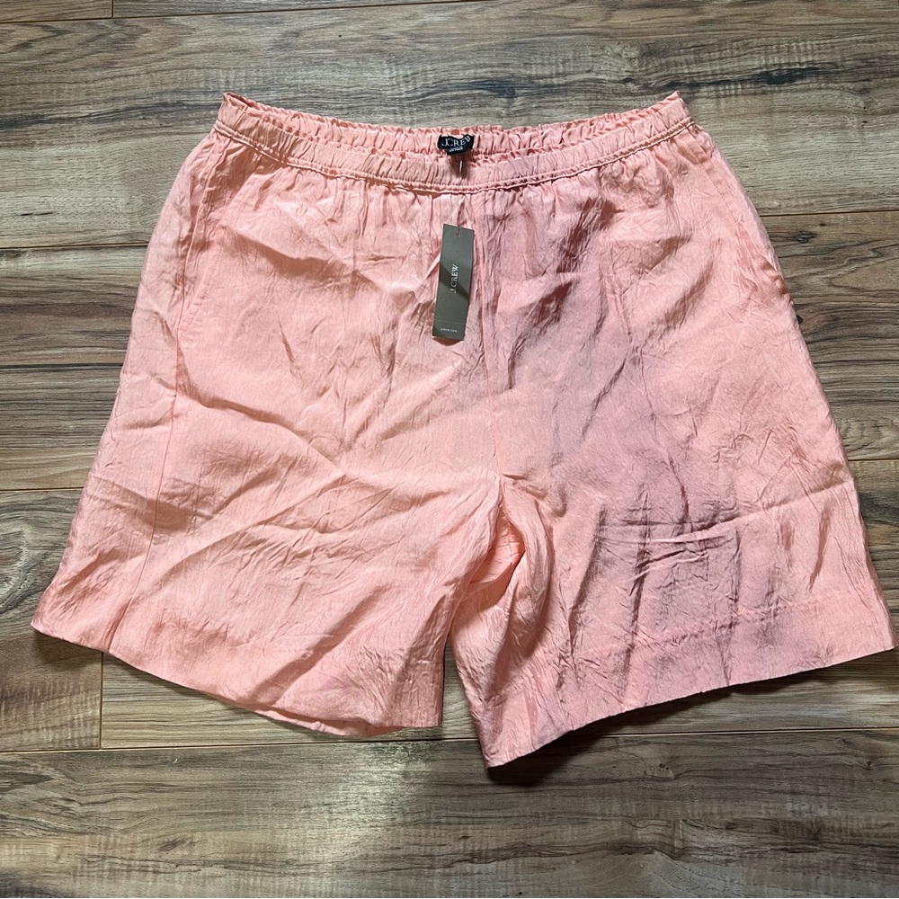 J. Crew 7" Stratus short in textured satin Elastic Shorts blush pink
